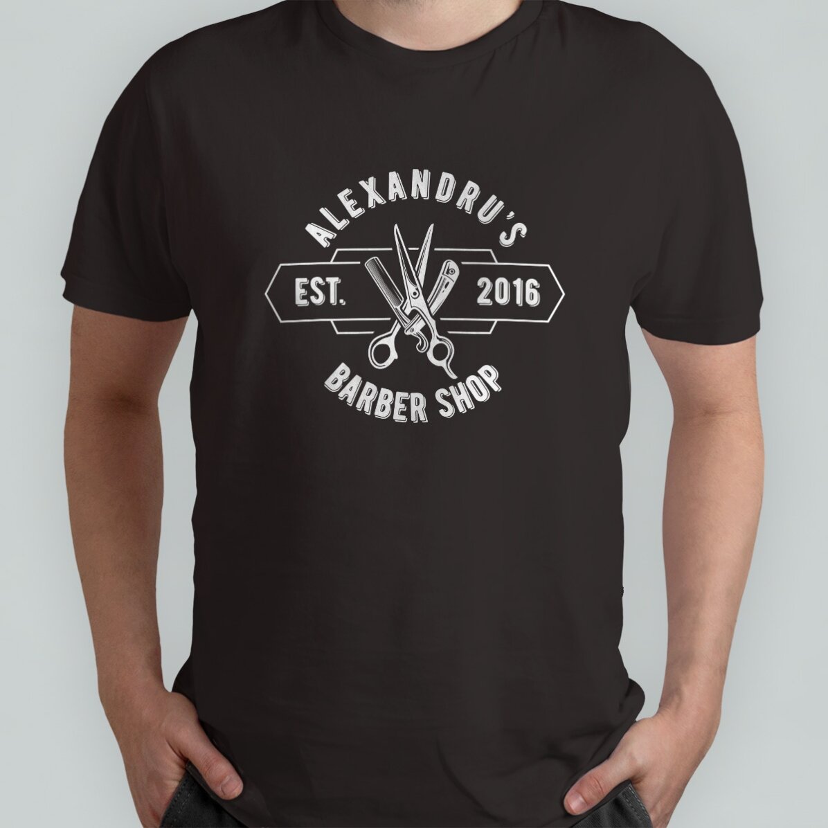 Camiseta de algodón personalizada con texto - Barber Shop