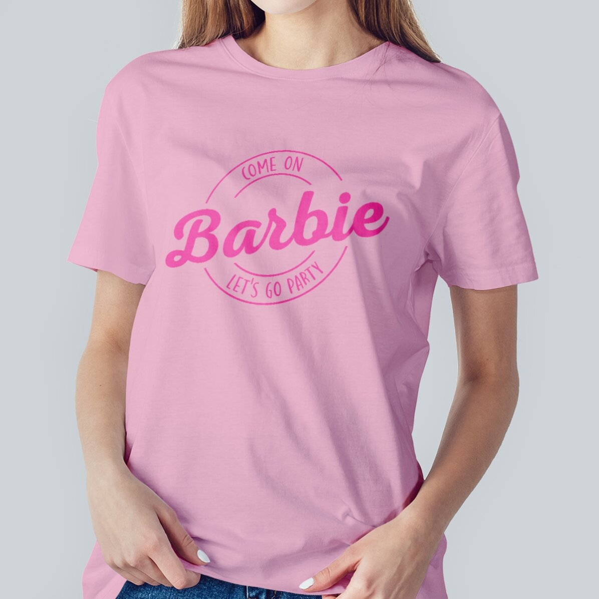 Customised cotton T-shirt with text - Barbie