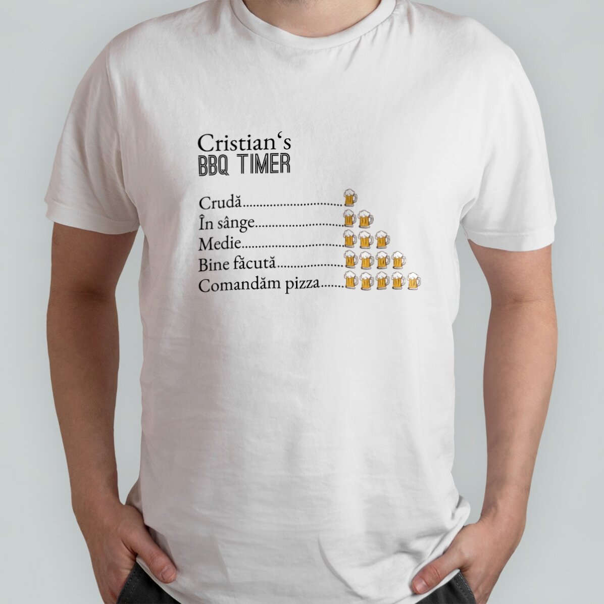 Custom cotton T-shirt with text - BBQ Timer