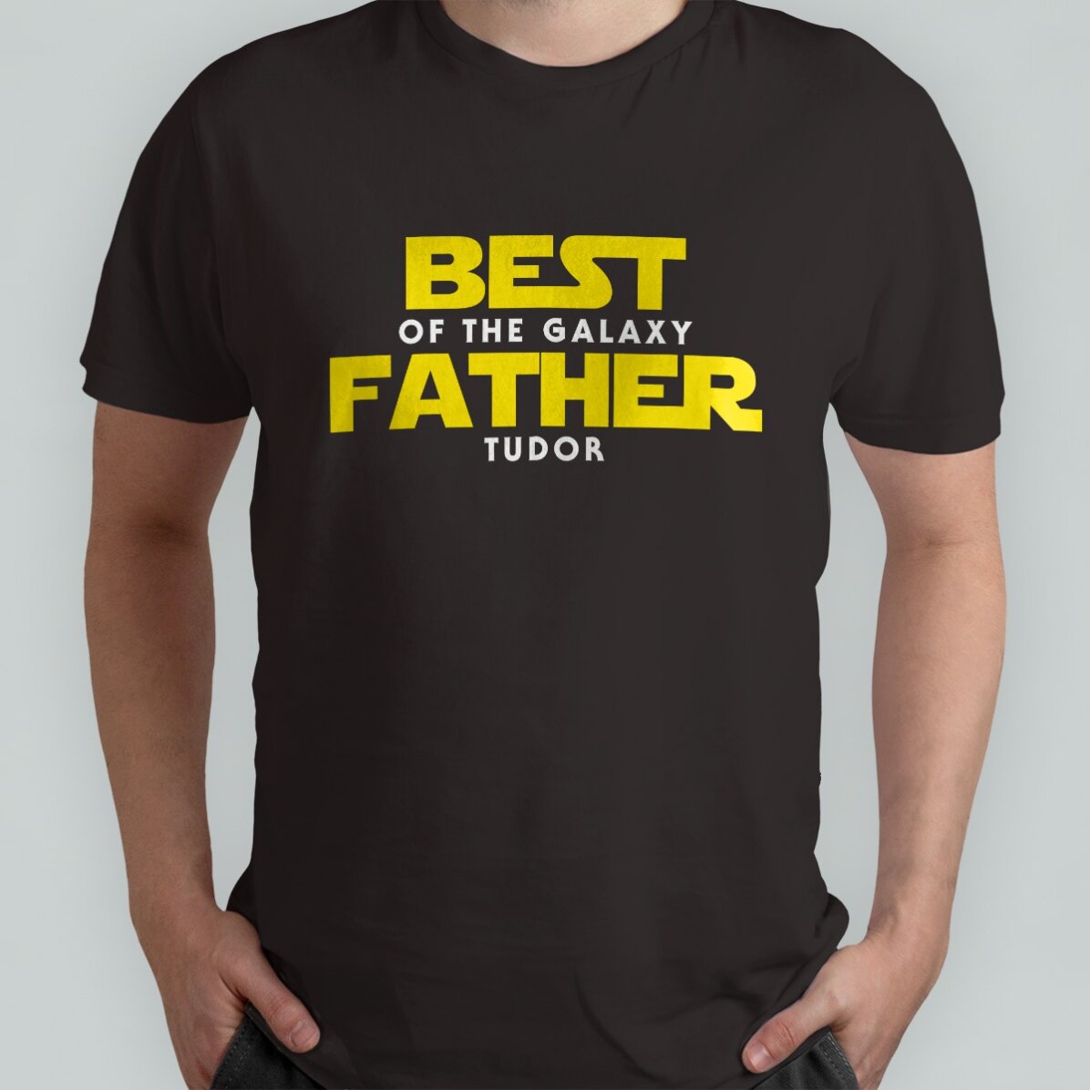 Camiseta de algodón personalizada con el texto «El mejor padre de la galaxia»