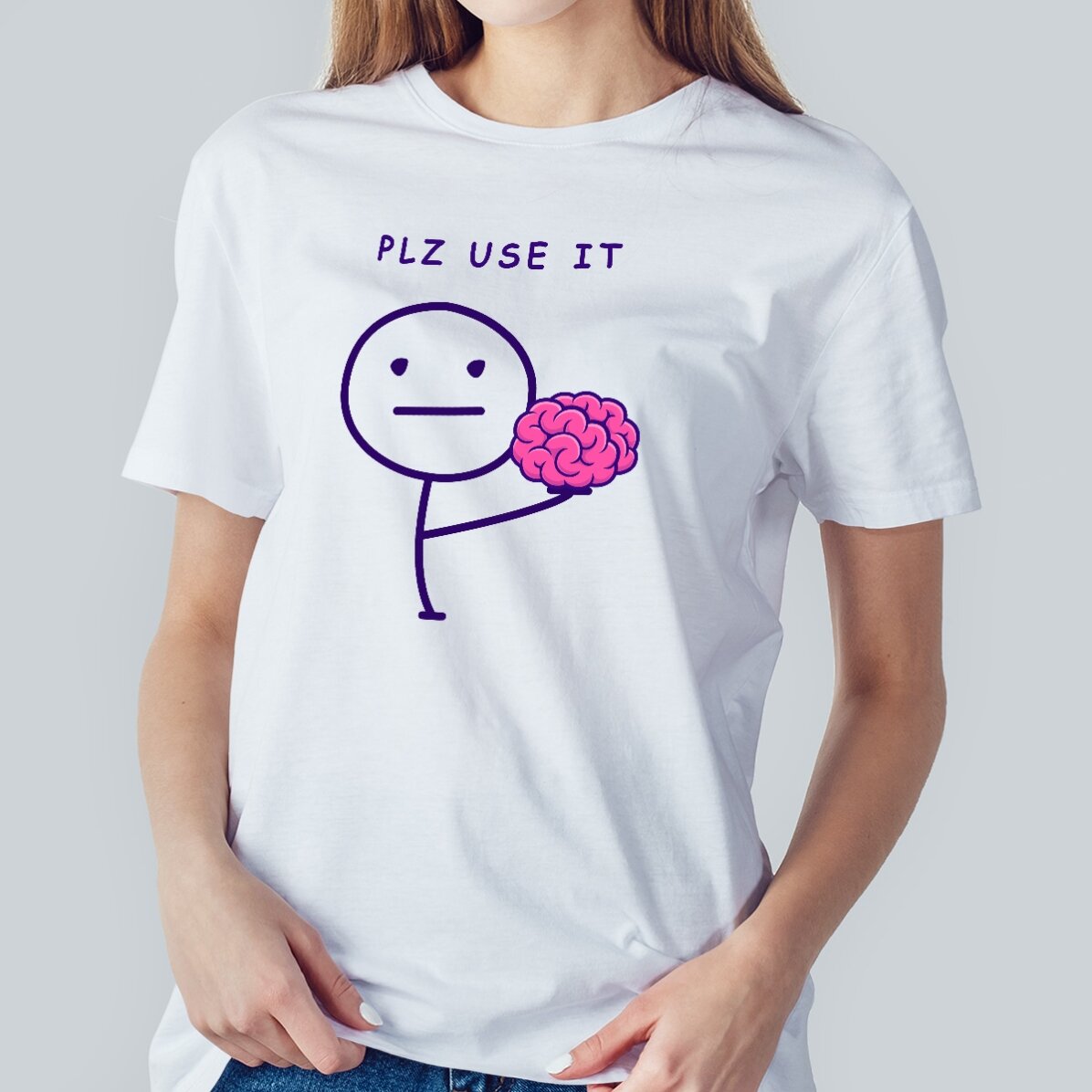 Camiseta de algodón personalizada con texto - Brain