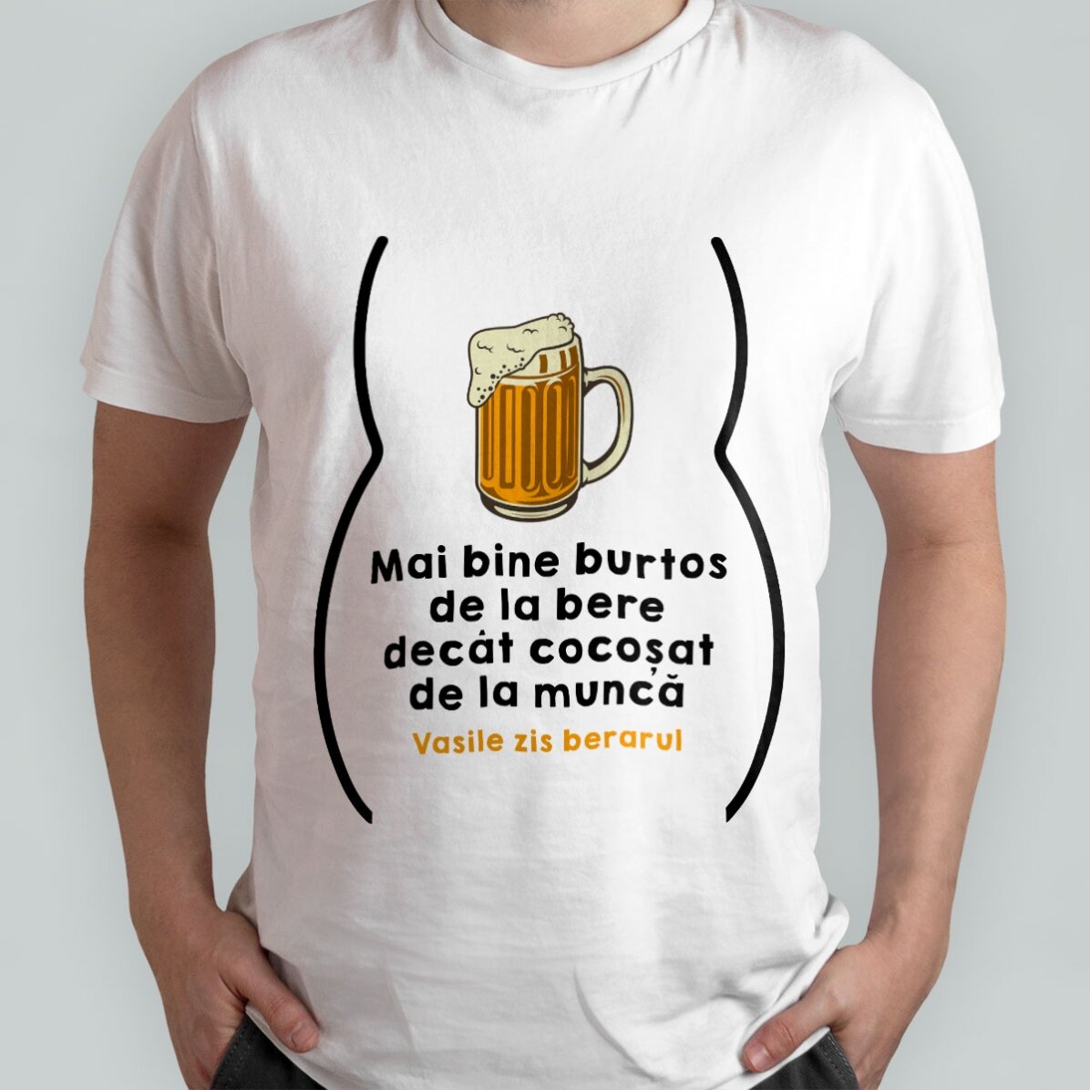 Camiseta de algodón personalizada con texto: «Gordito por la cerveza»