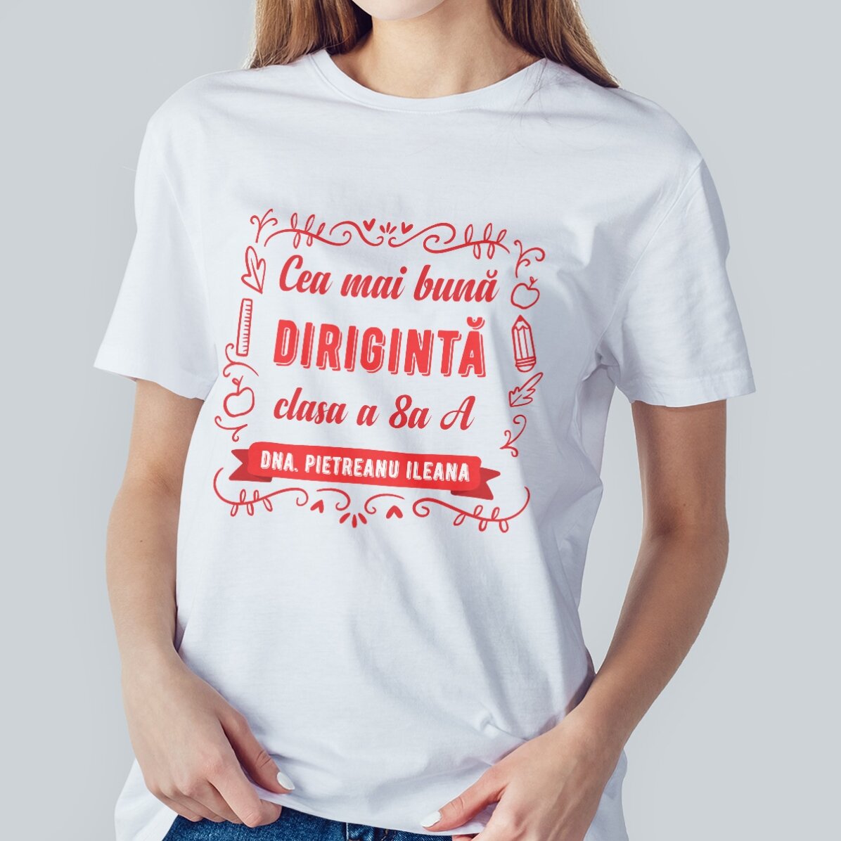 Camiseta de algodón personalizada con texto: «El mejor profesor»