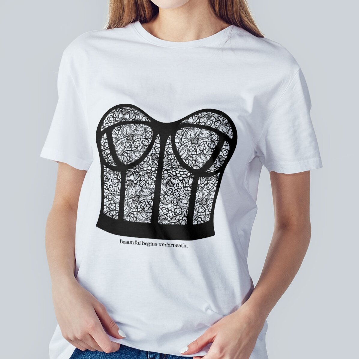 Camiseta de algodón personalizada con texto - Corset