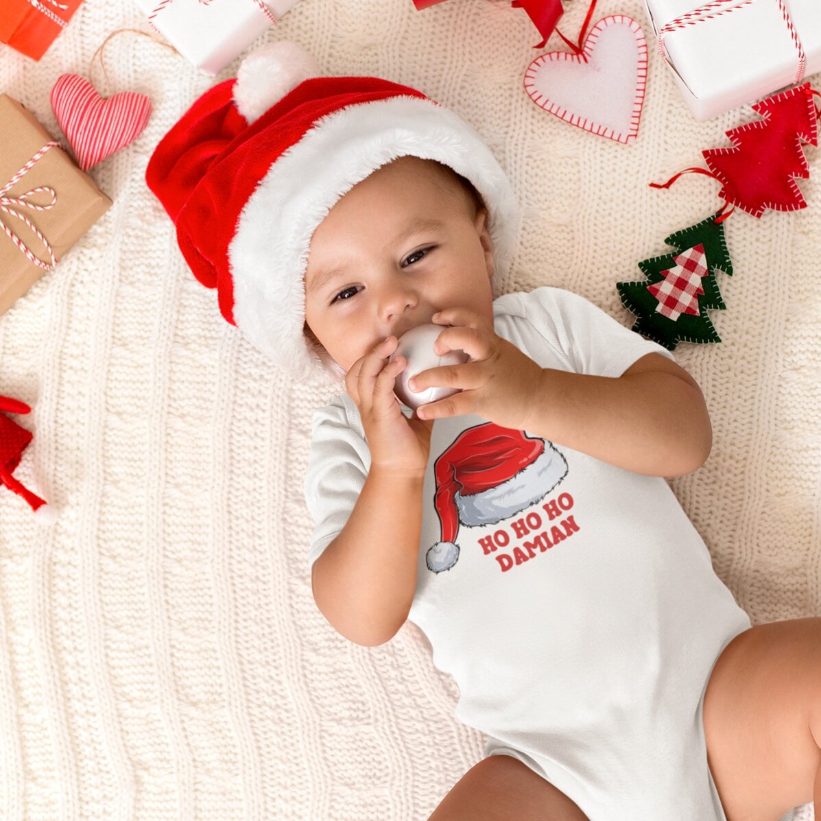 Camiseta de algodón personalizada con texto - Navidad