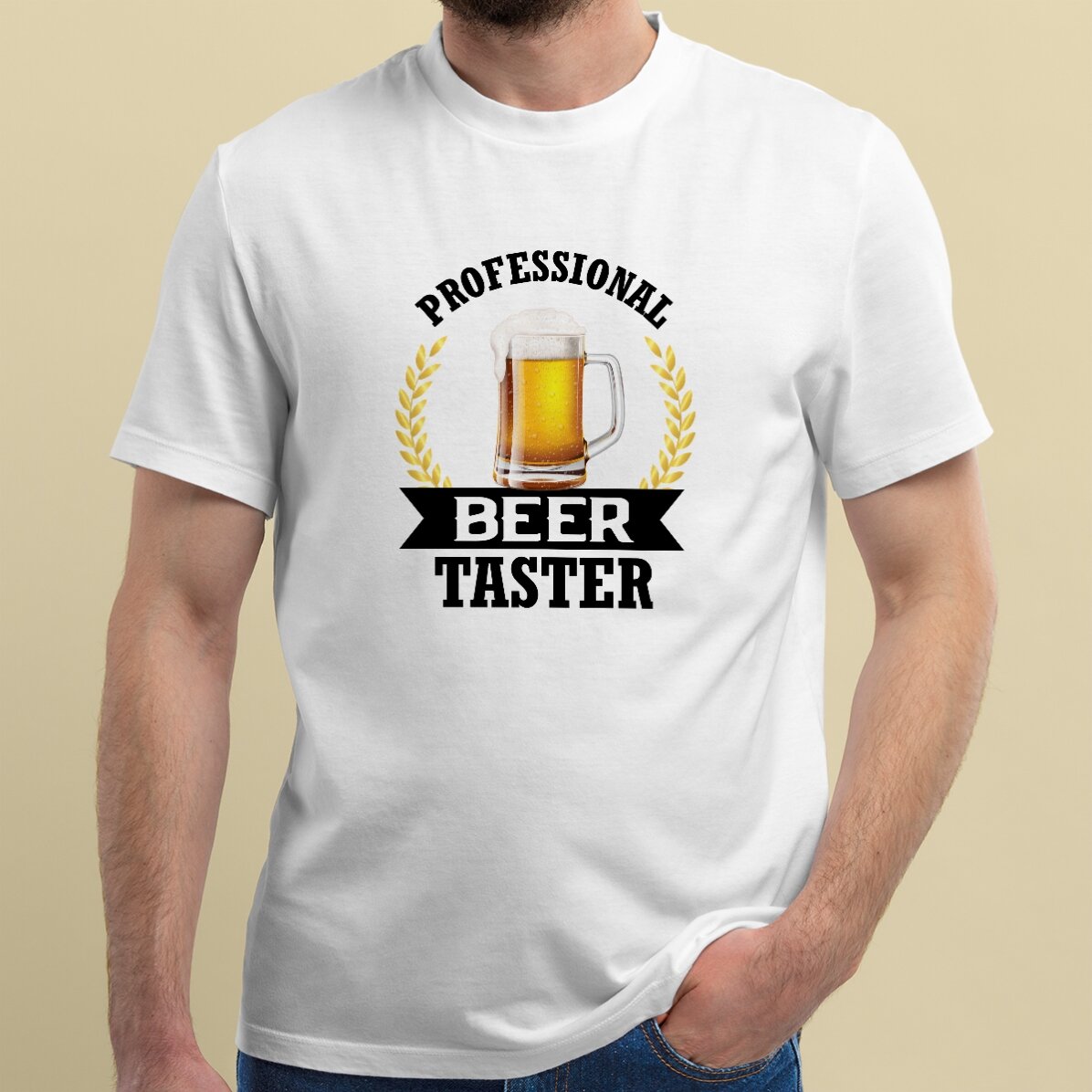 Camiseta de algodón personalizada con texto: «Cata de cerveza»