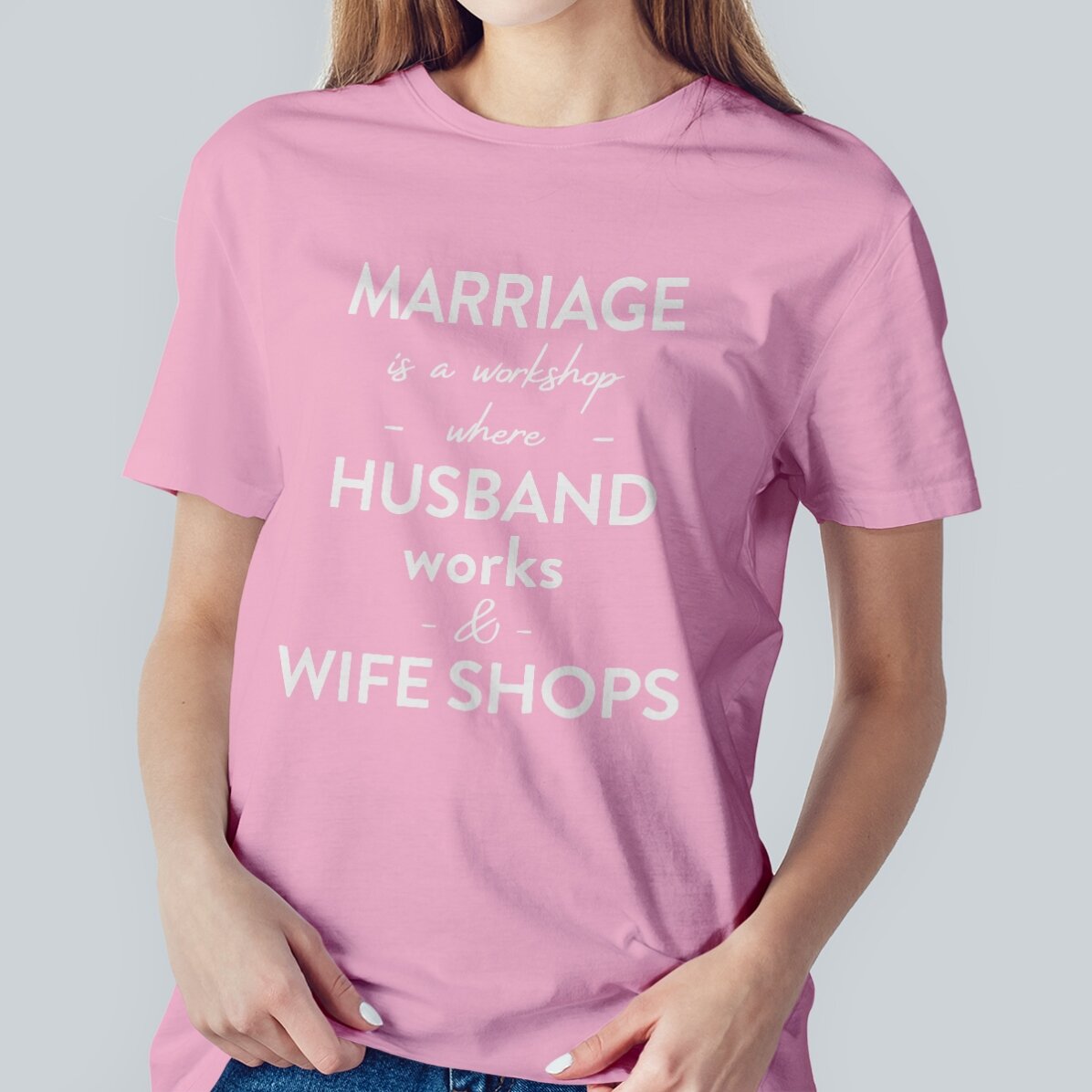 Camiseta de algodón personalizada con un texto sobre el matrimonio