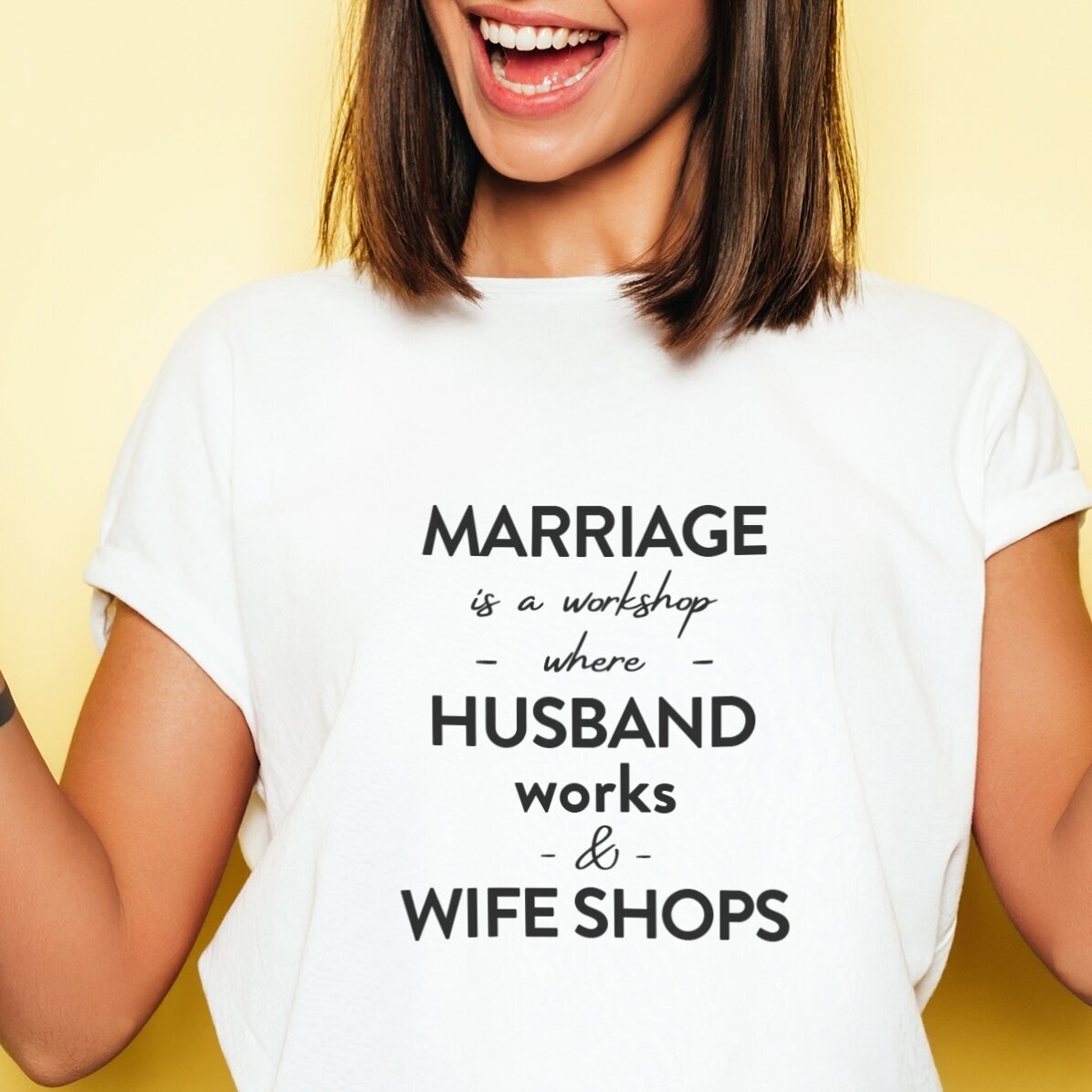 Camiseta de algodón personalizada con un texto sobre el matrimonio