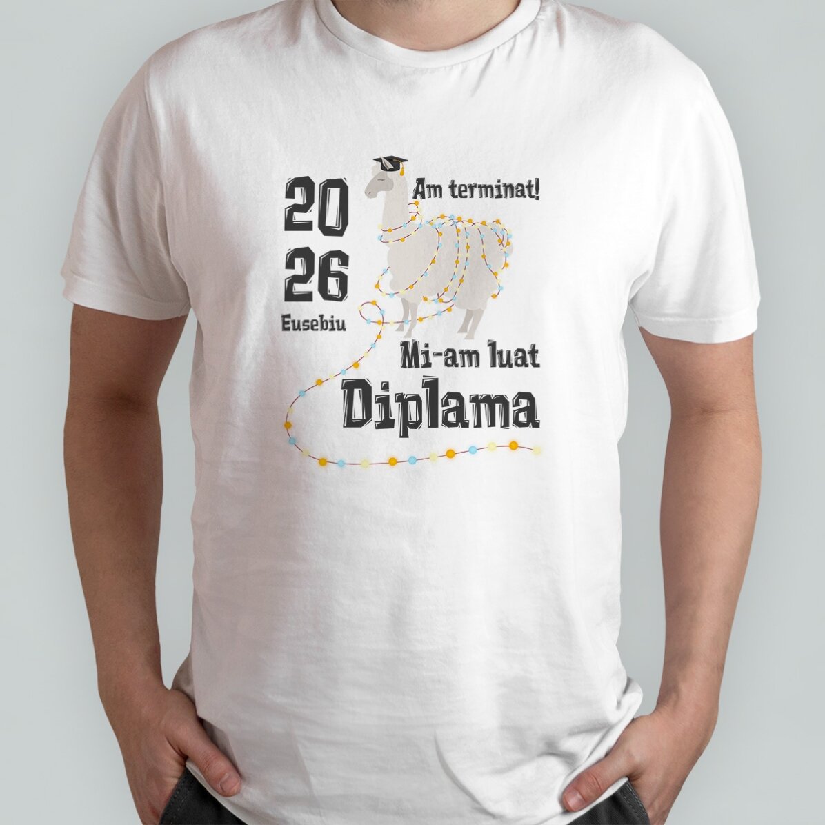 Custom cotton T-shirt with text - Diploma