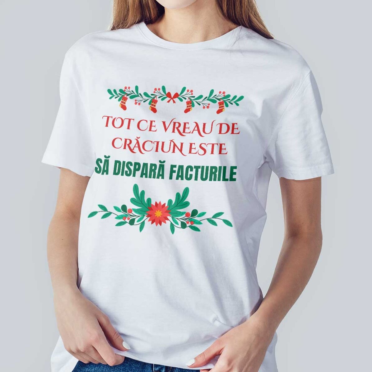 Camiseta de algodón personalizada con texto: «Deseo de Navidad»