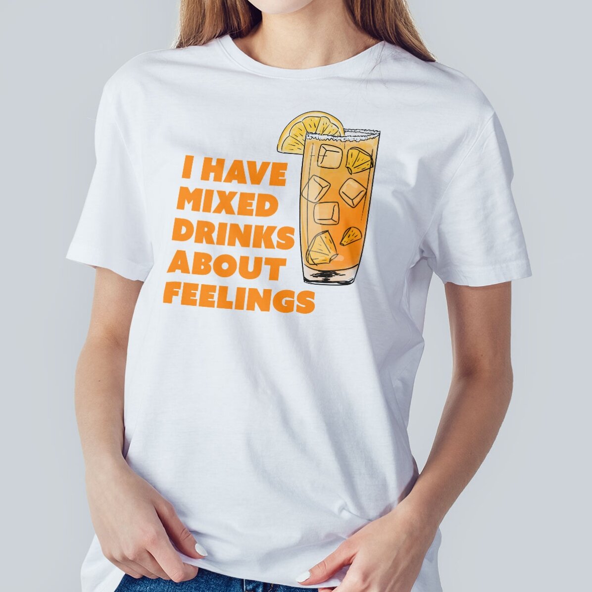 Camiseta de algodón personalizada con texto: «Drinking»