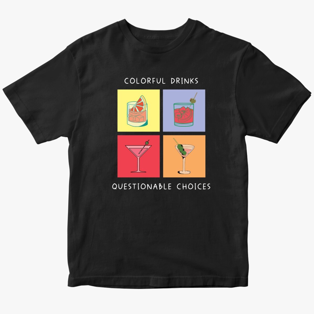 Camiseta de algodón personalizada con texto - Drinks