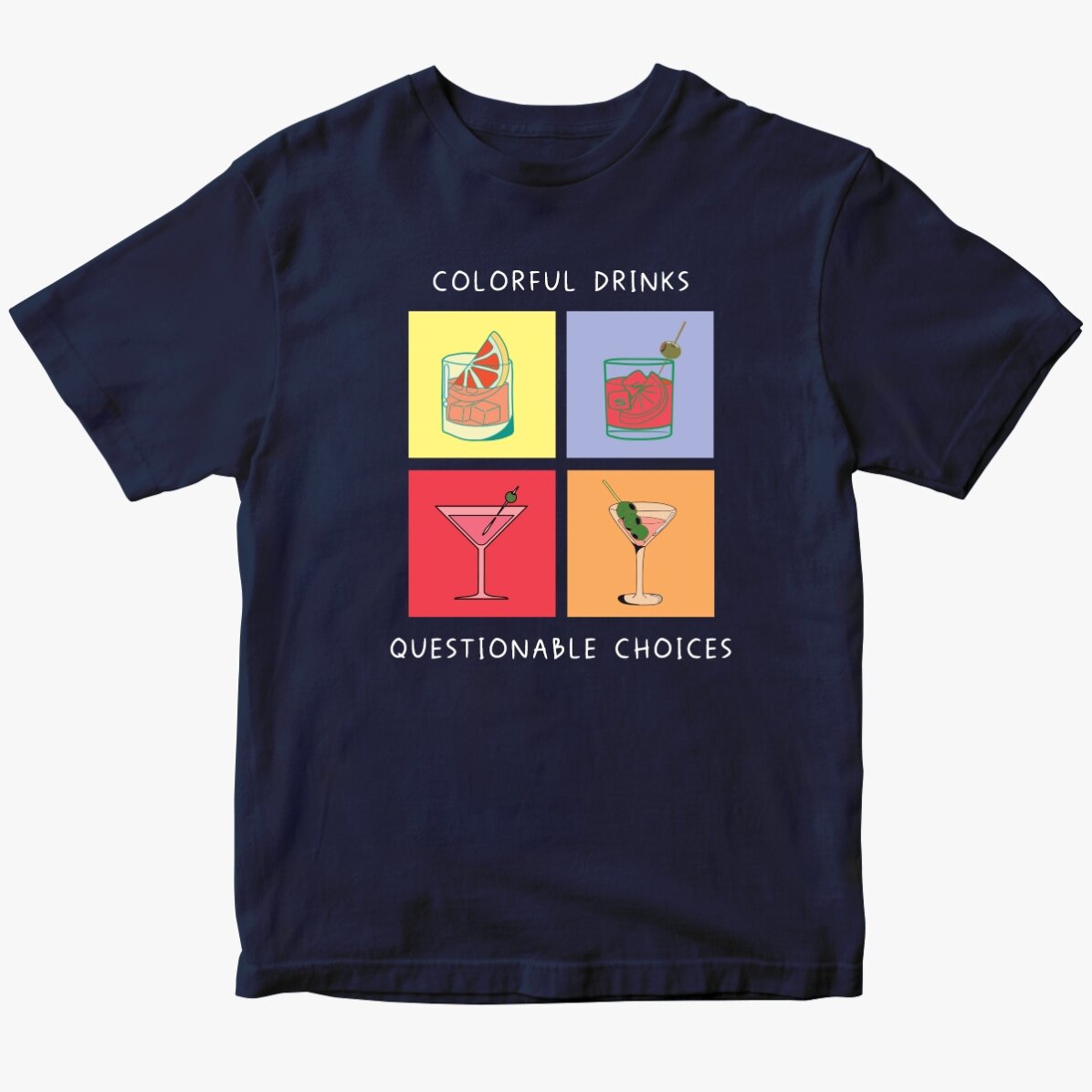 Camiseta de algodón personalizada con texto - Drinks