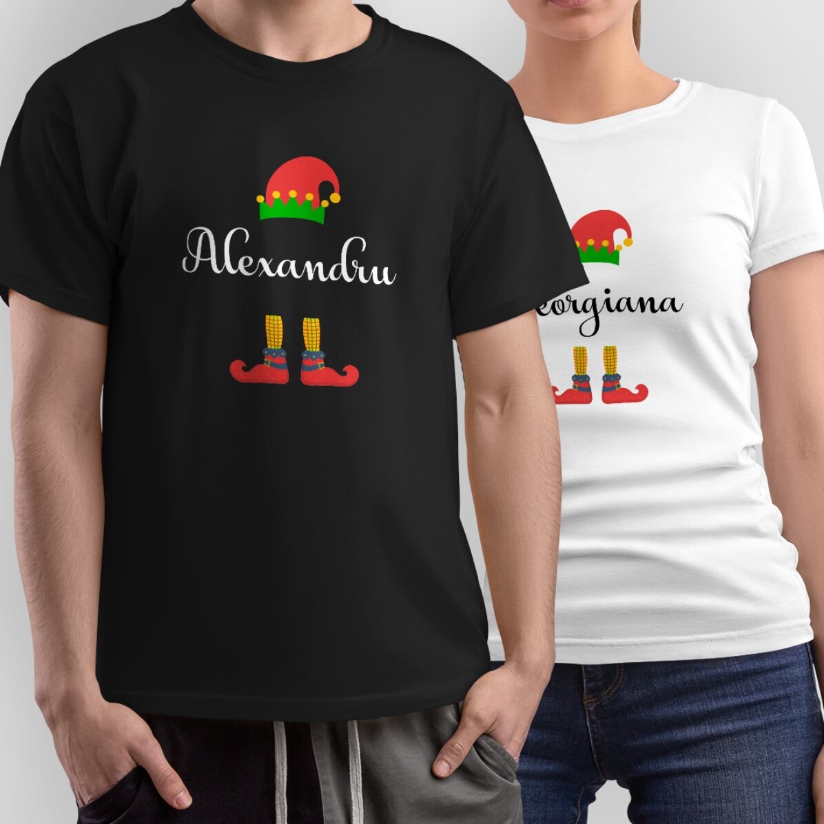 Camiseta de algodón personalizada con texto: «El duende de Papá Noel»