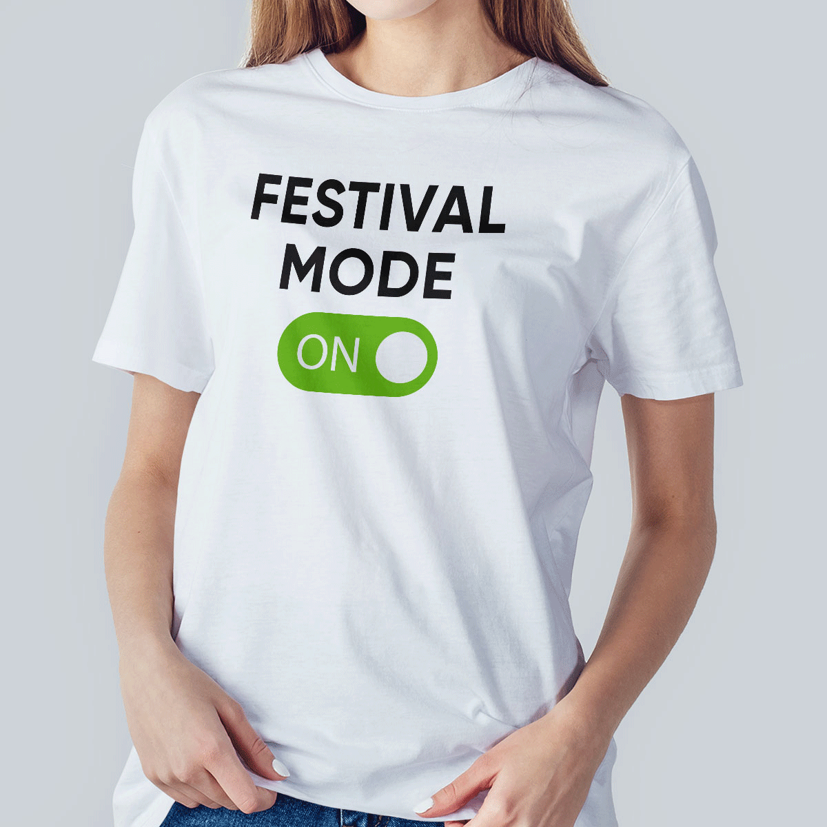 Customised cotton T-shirt with text - Festival Mode