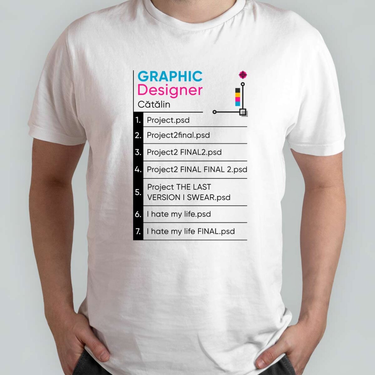 Camiseta de algodón personalizada con texto - Diseñador gráfico
