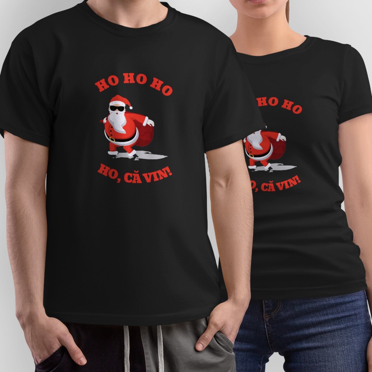 Camiseta de algodón personalizada con el texto «HO HO HO»