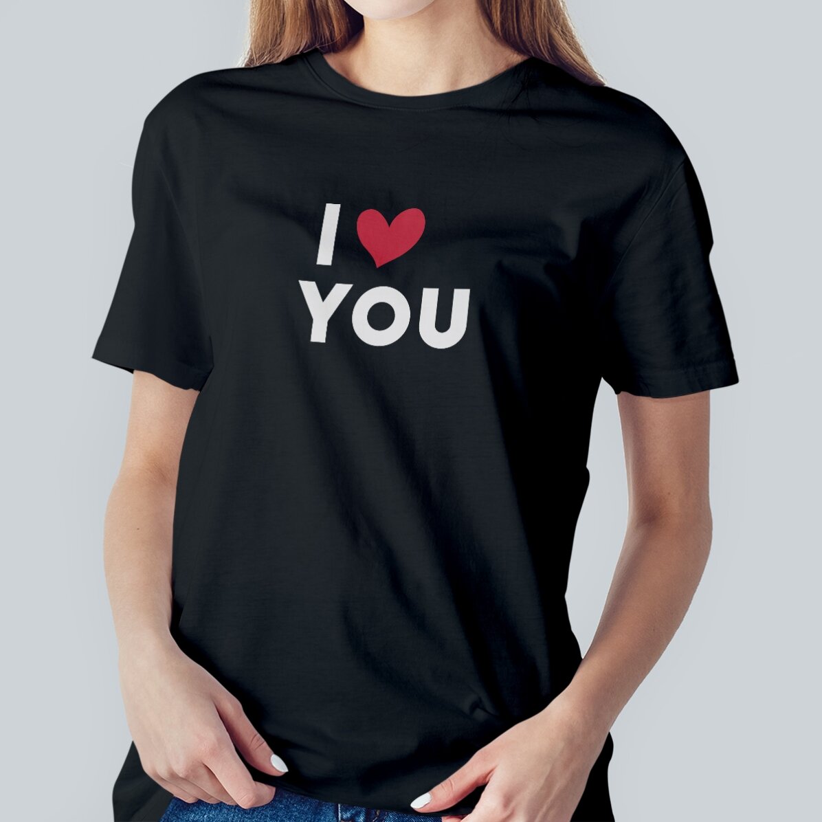 Camiseta de algodón personalizada con texto: «I love...»