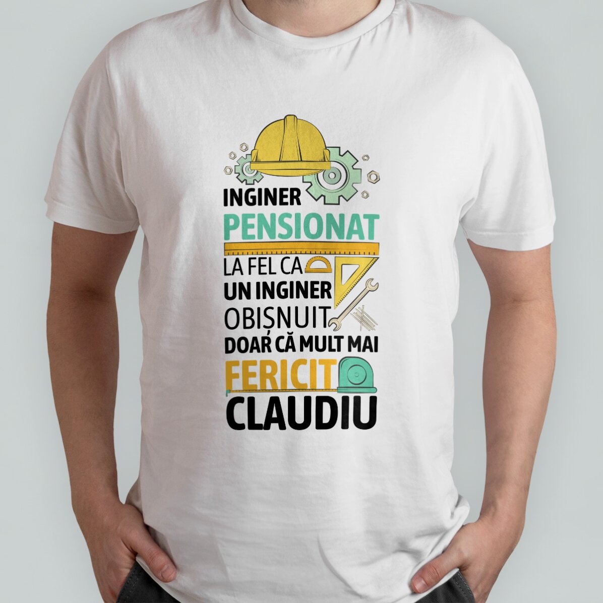 Camiseta de algodón personalizada con texto: «Ingeniero jubilado»