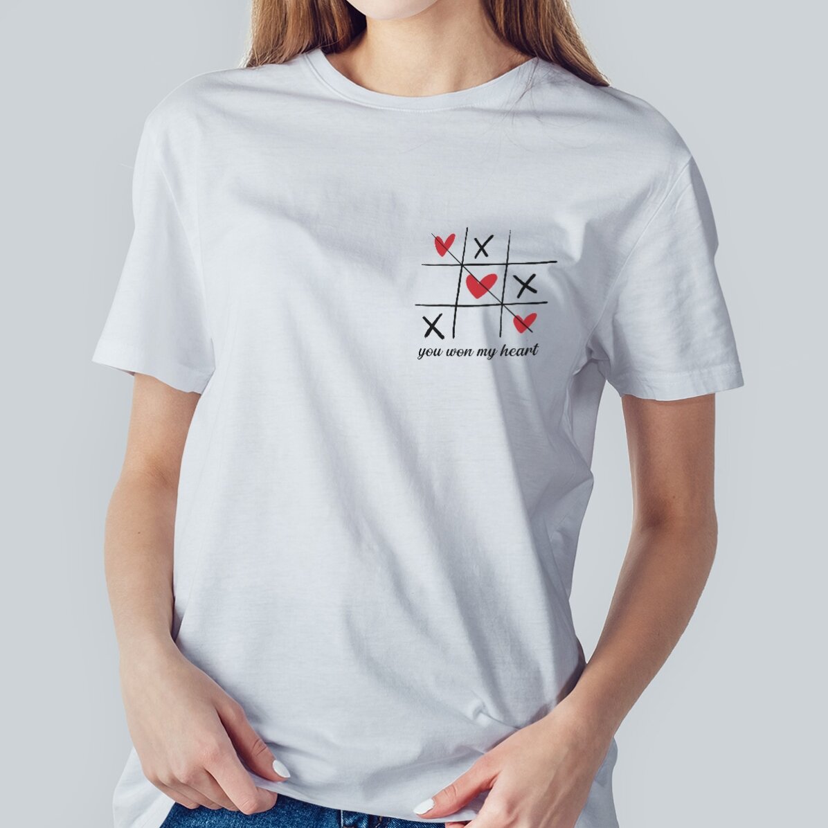 Camiseta de algodón personalizada con texto: «Corazón»