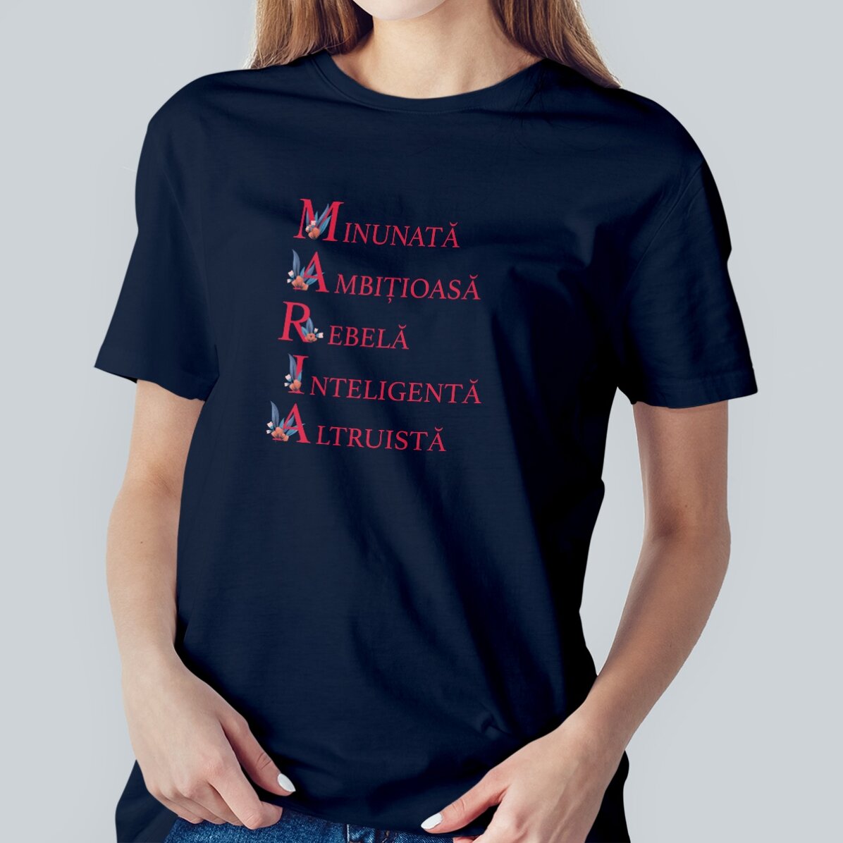 Camiseta de algodón personalizada con texto - María