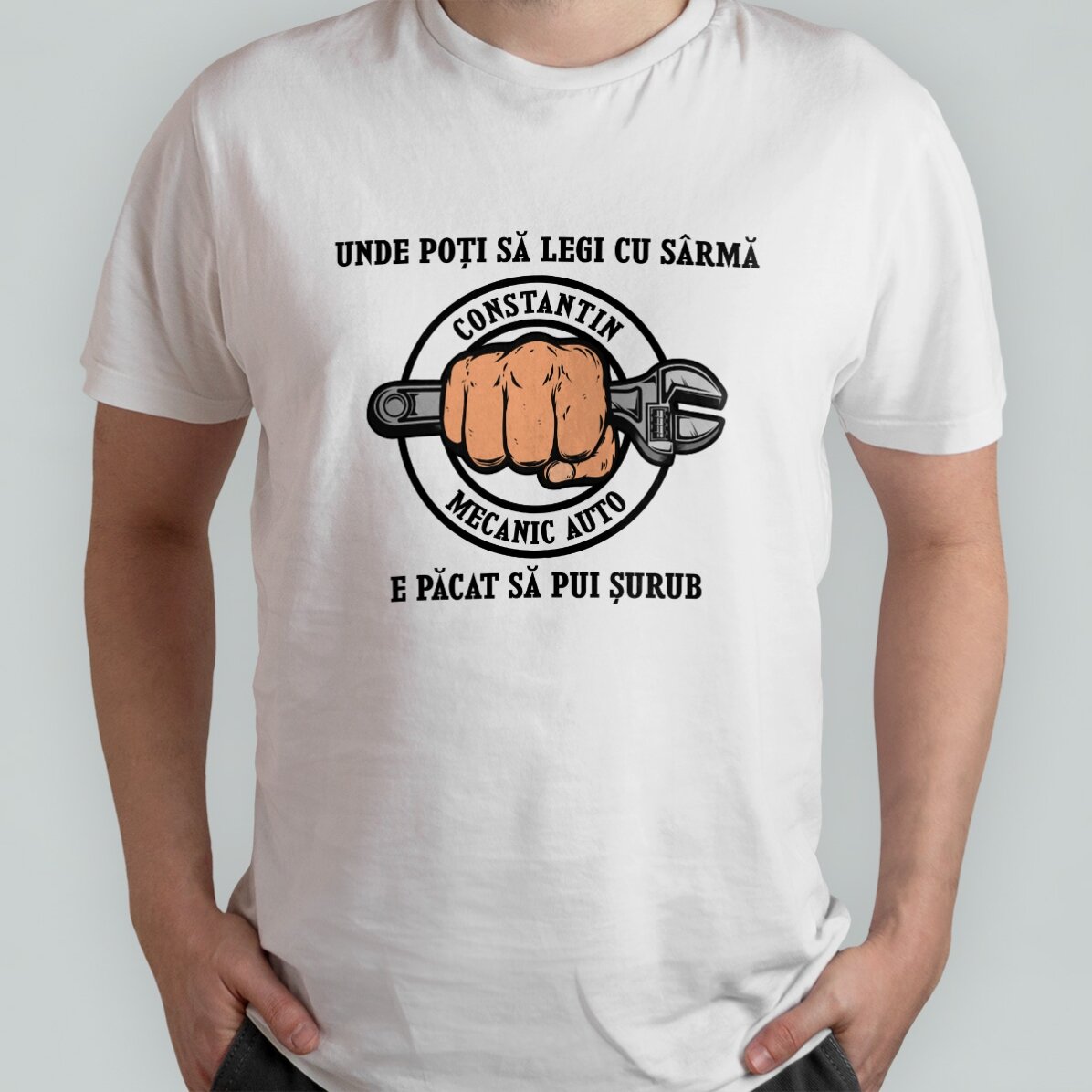 Camiseta de algodón personalizada con texto - Mecánico