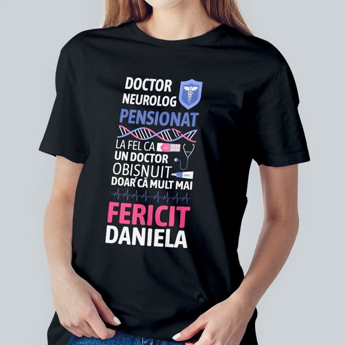 Camiseta de algodón personalizada con texto: «Médico jubilado»