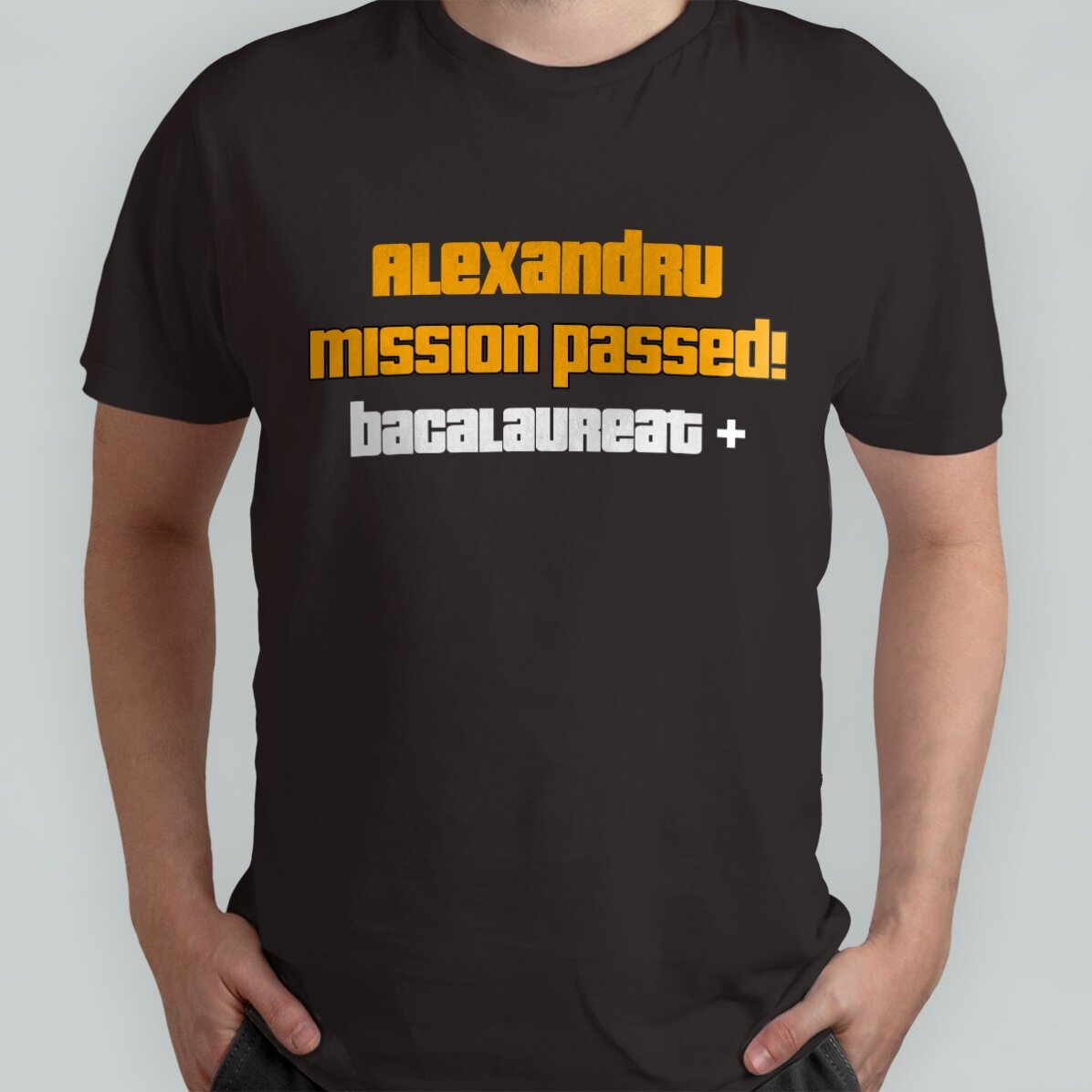 Custom cotton T-shirt with text - Mission passed