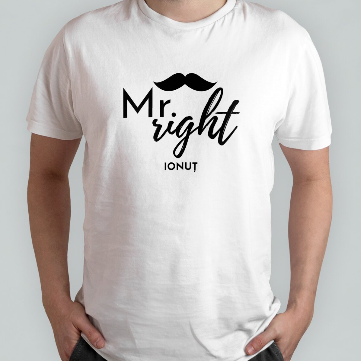 Camiseta de algodón personalizada con texto - Mr. Right