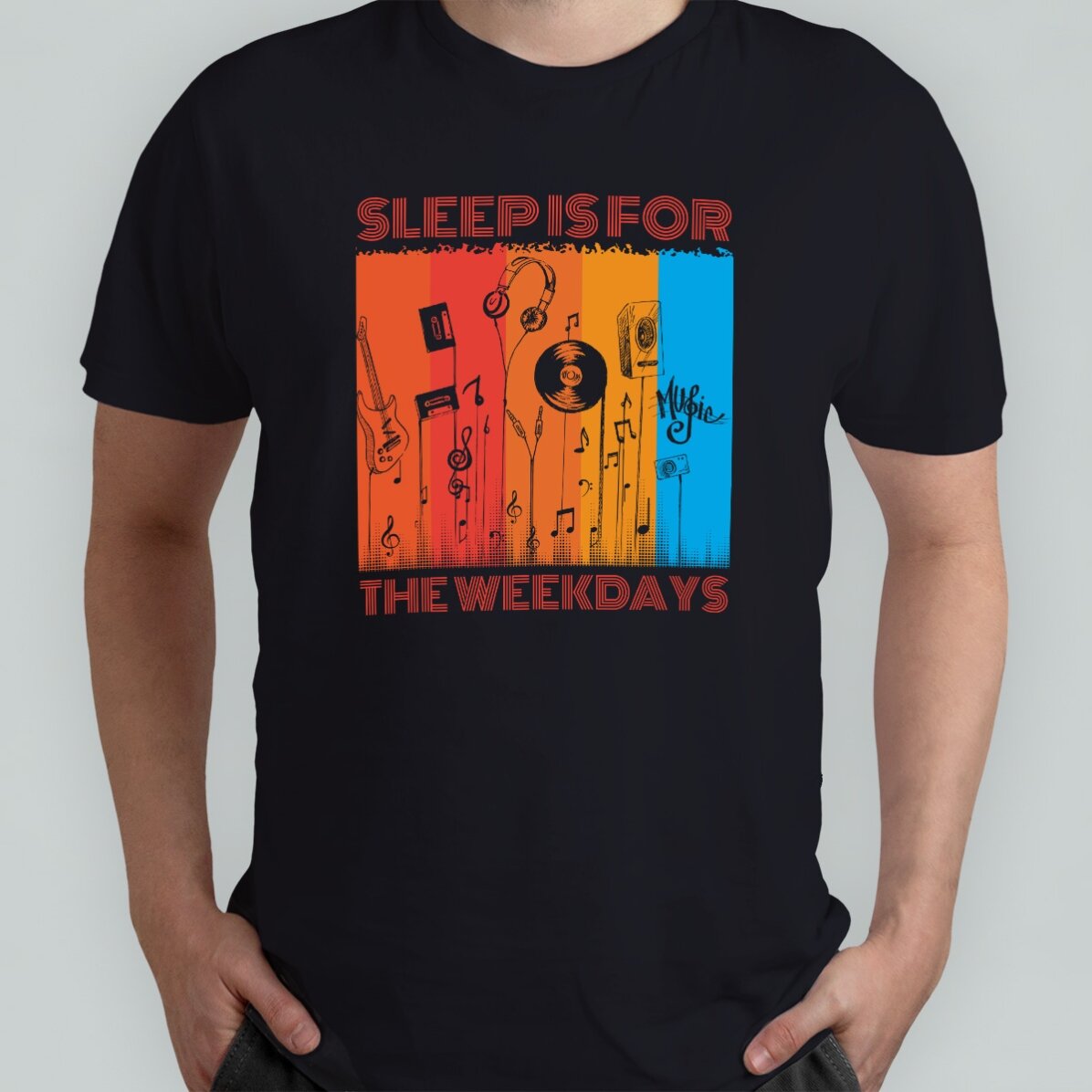 Camiseta de algodón personalizada con texto - Music life