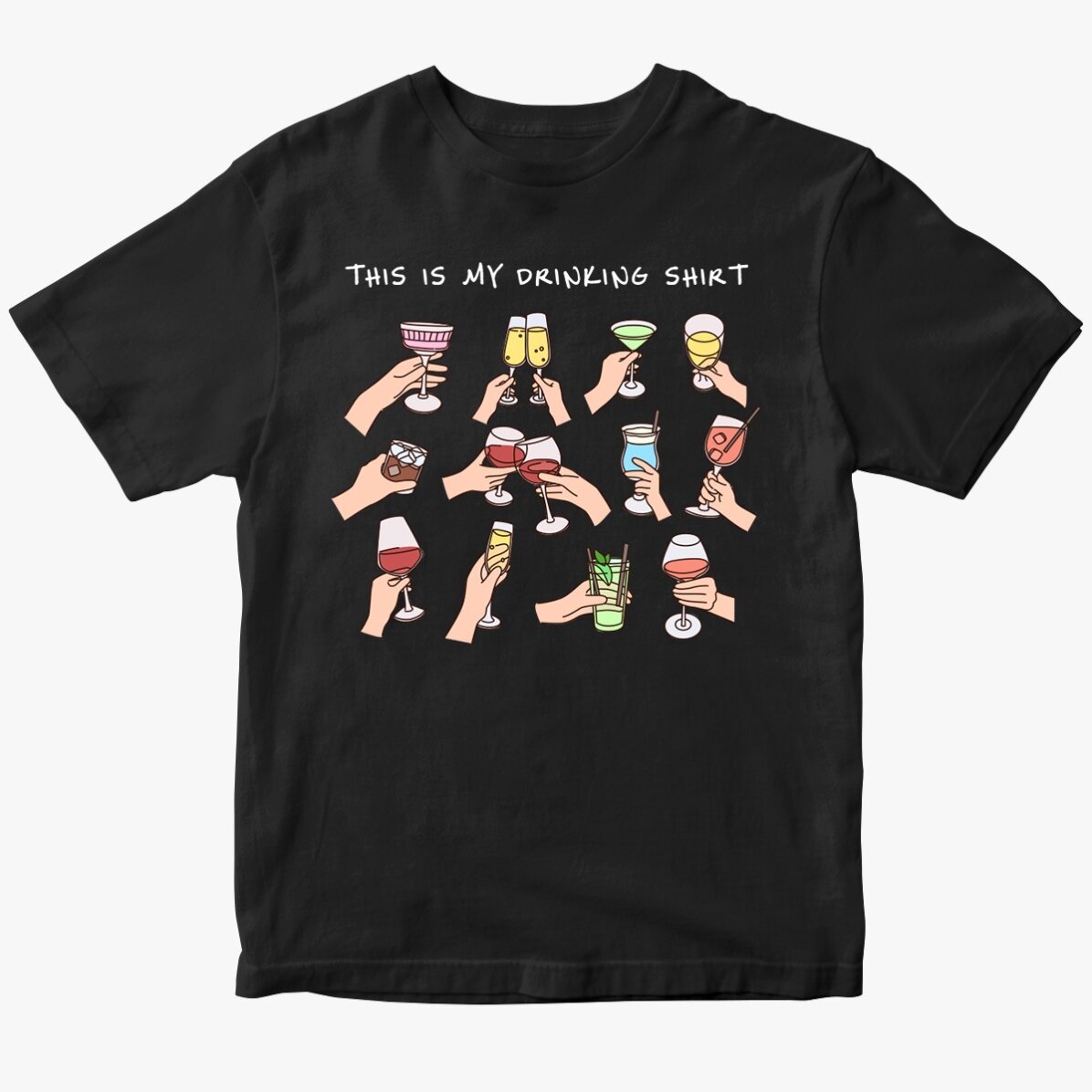 Camiseta de algodón personalizada con texto - My drinking shirt