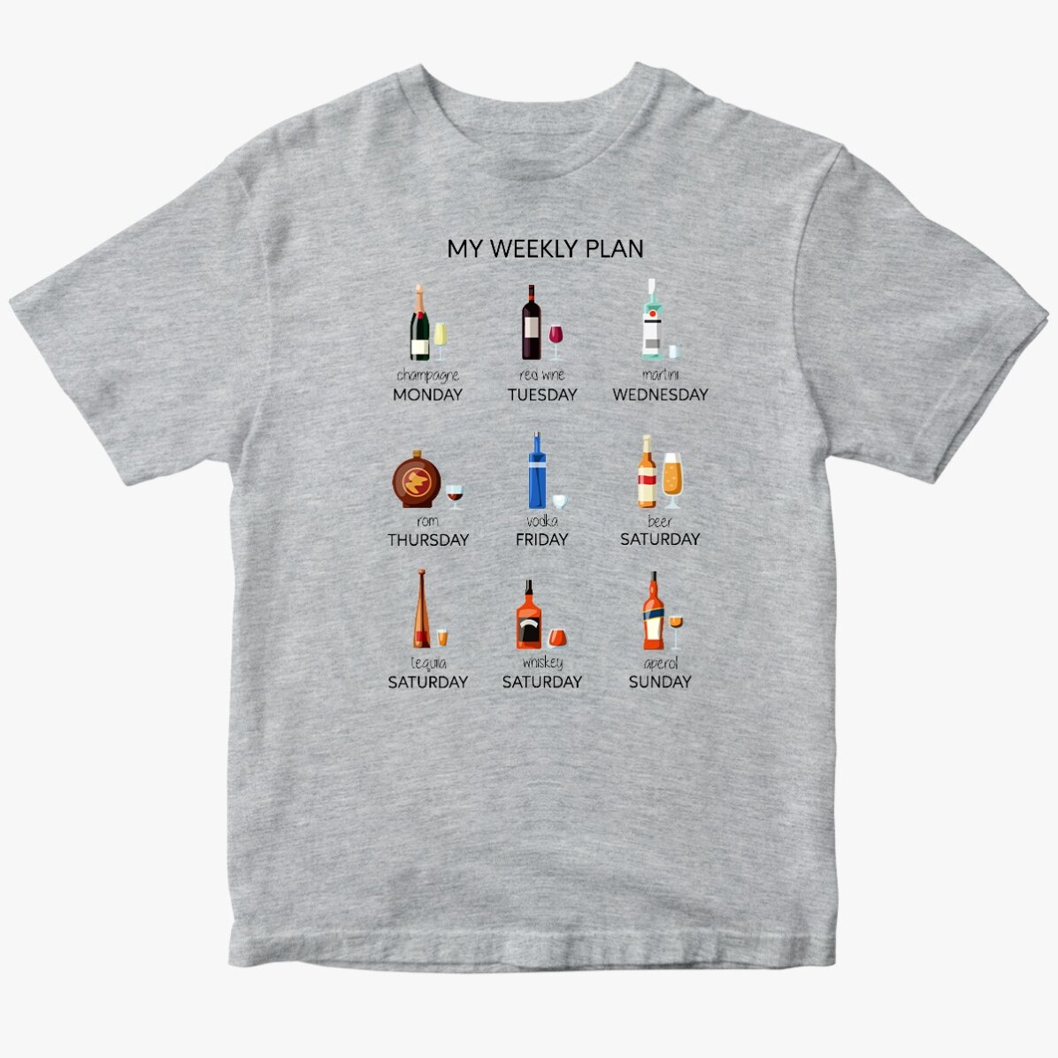 Camiseta de algodón personalizada con texto - Mi plan semanal