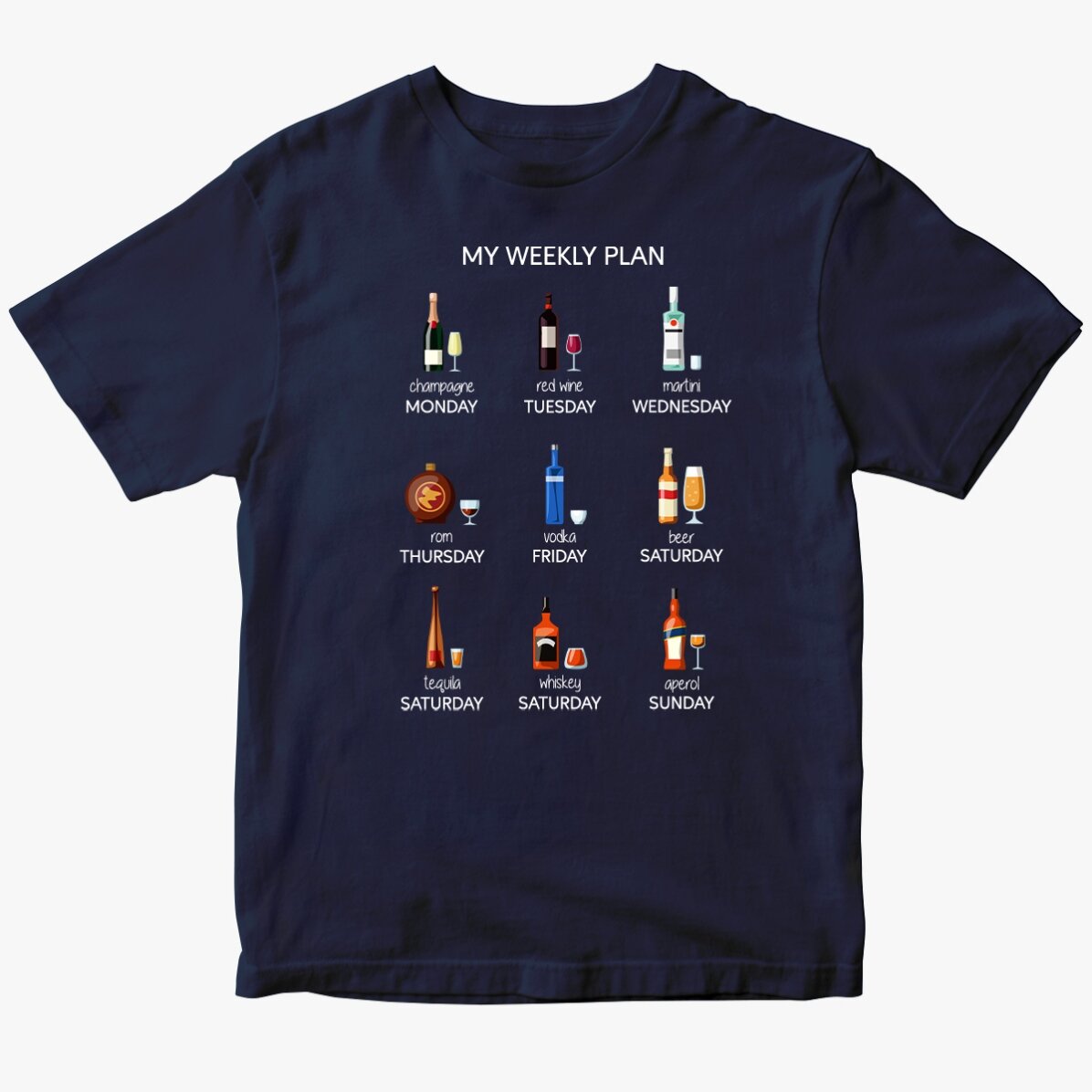 Camiseta de algodón personalizada con texto - Mi plan semanal