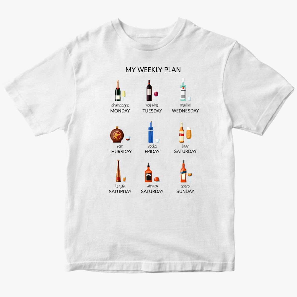 Camiseta de algodón personalizada con texto - Mi plan semanal