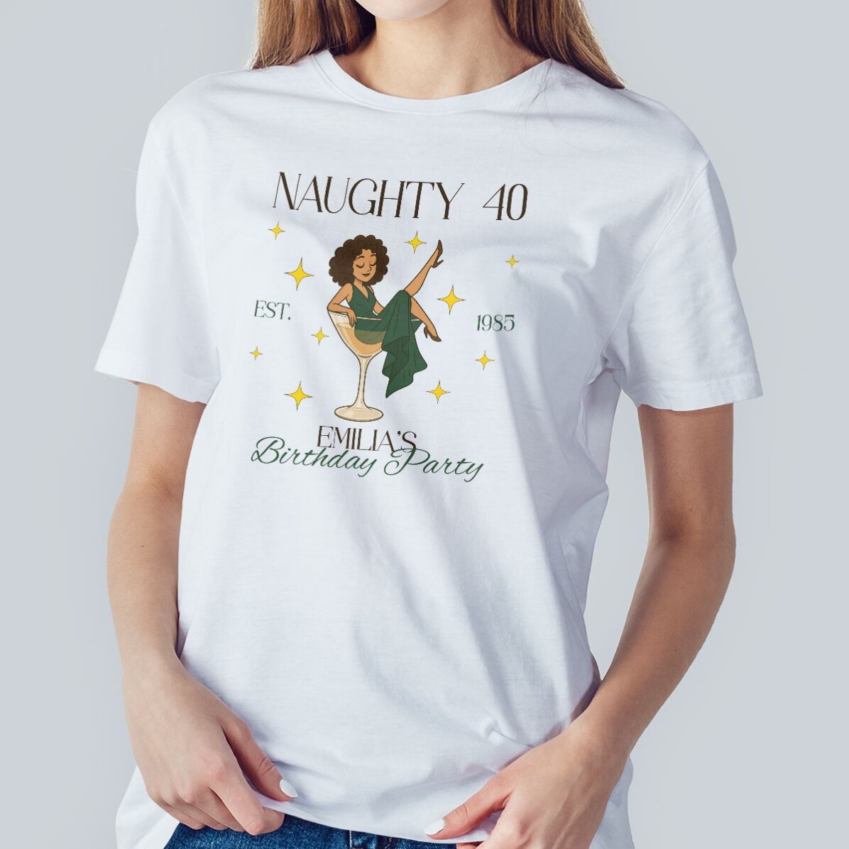 Camiseta de algodón personalizada con texto - Naughty