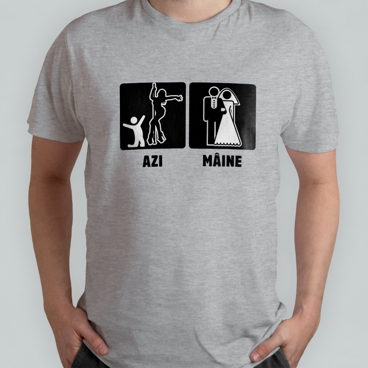 Camiseta de algodón personalizada con un mensaje para la despedida de soltero - Hoy, mañana