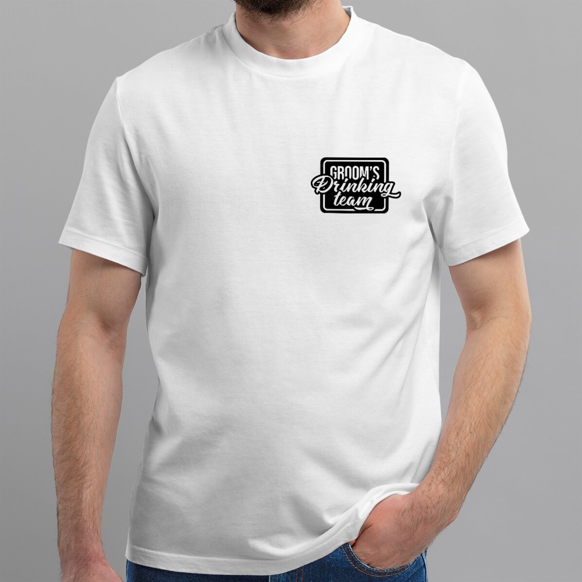 Camiseta de algodón personalizada con un mensaje para la despedida de soltero - Groom
