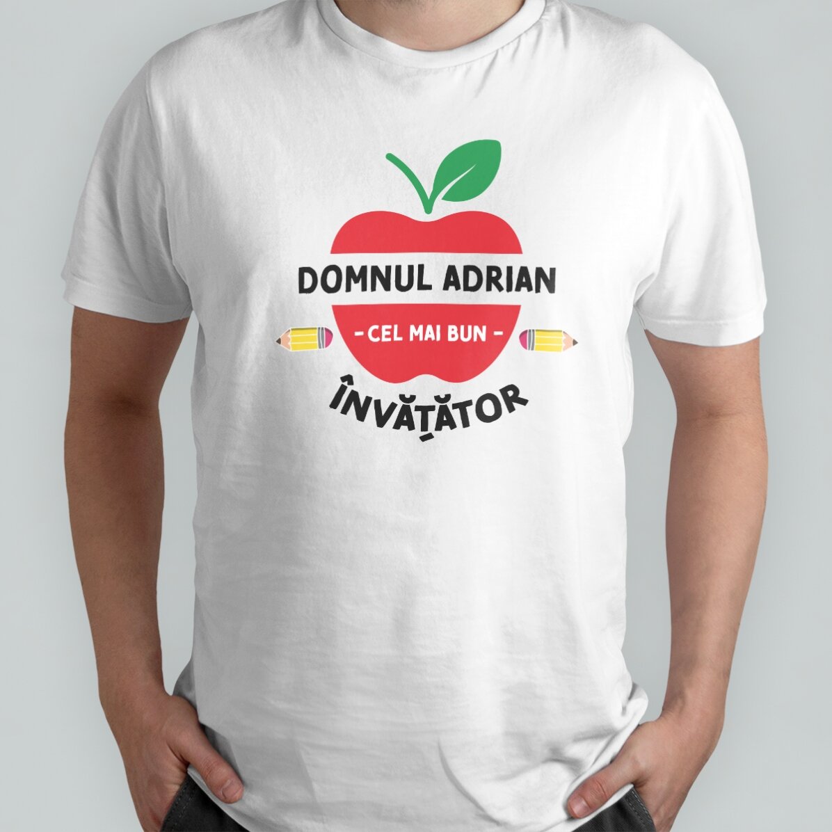 Camiseta de algodón personalizada con texto para profesores - Apple