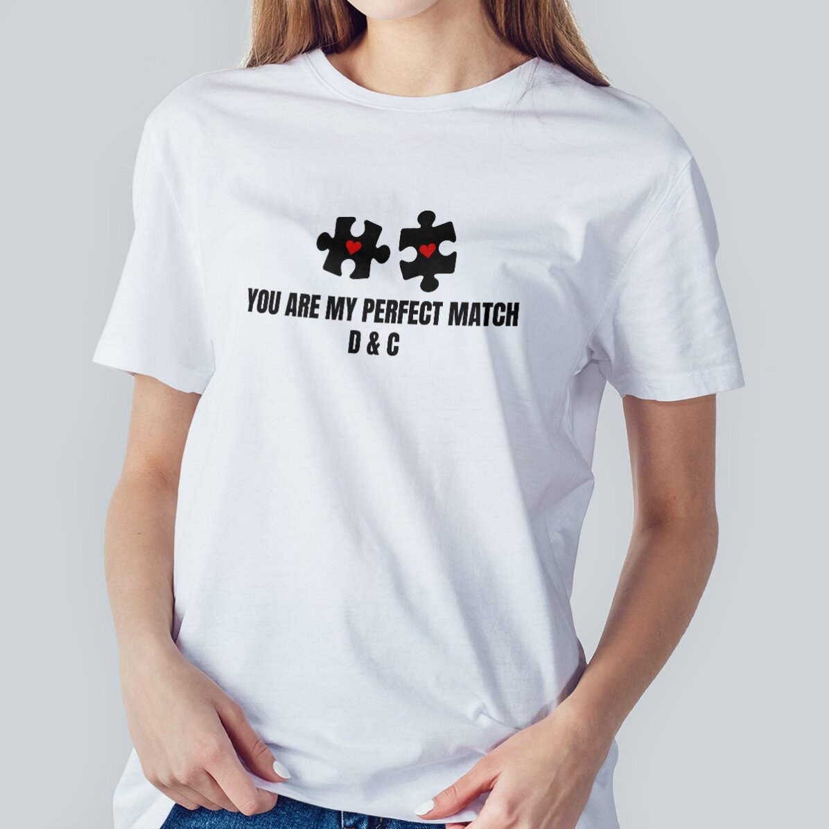 Camiseta de algodón personalizada con texto - Perfect Match