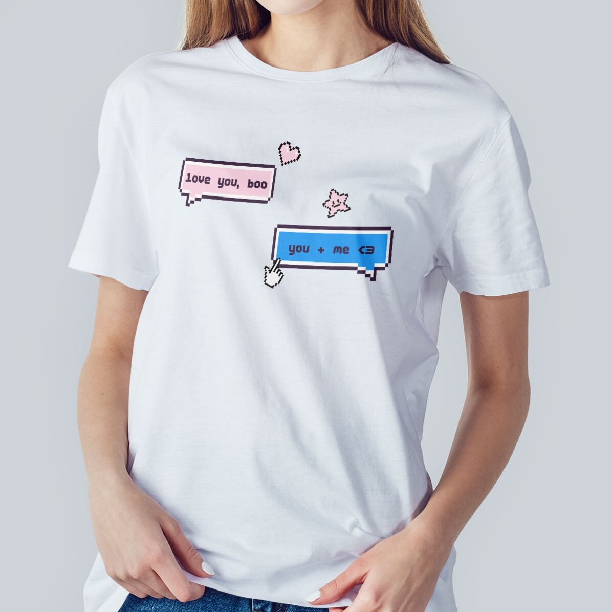 Camiseta de algodón personalizada con texto - Pixel Chat