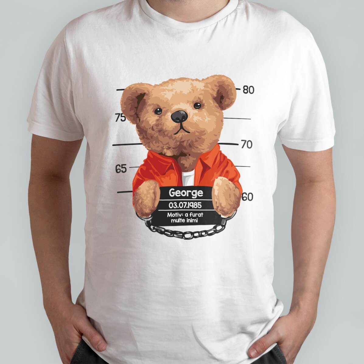 Camiseta de algodón personalizada con texto - Prison teddy bear