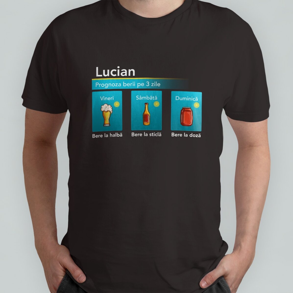 Camiseta de algodón personalizada con texto: «La previsión de la cerveza»