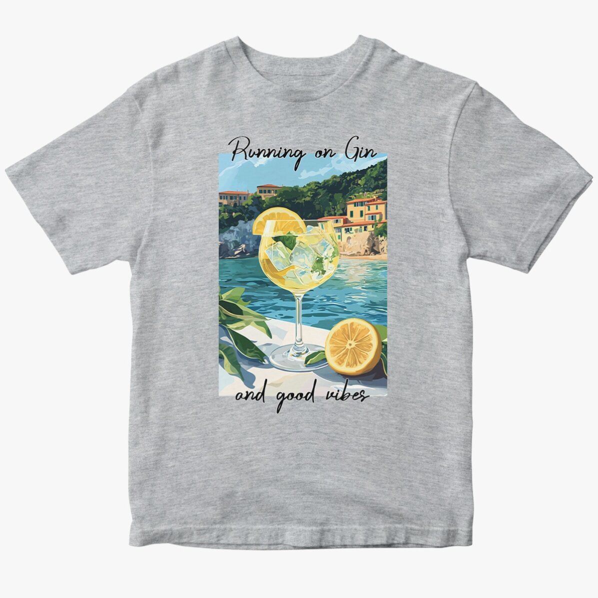 Camiseta de algodón personalizada con texto - Running on Gin