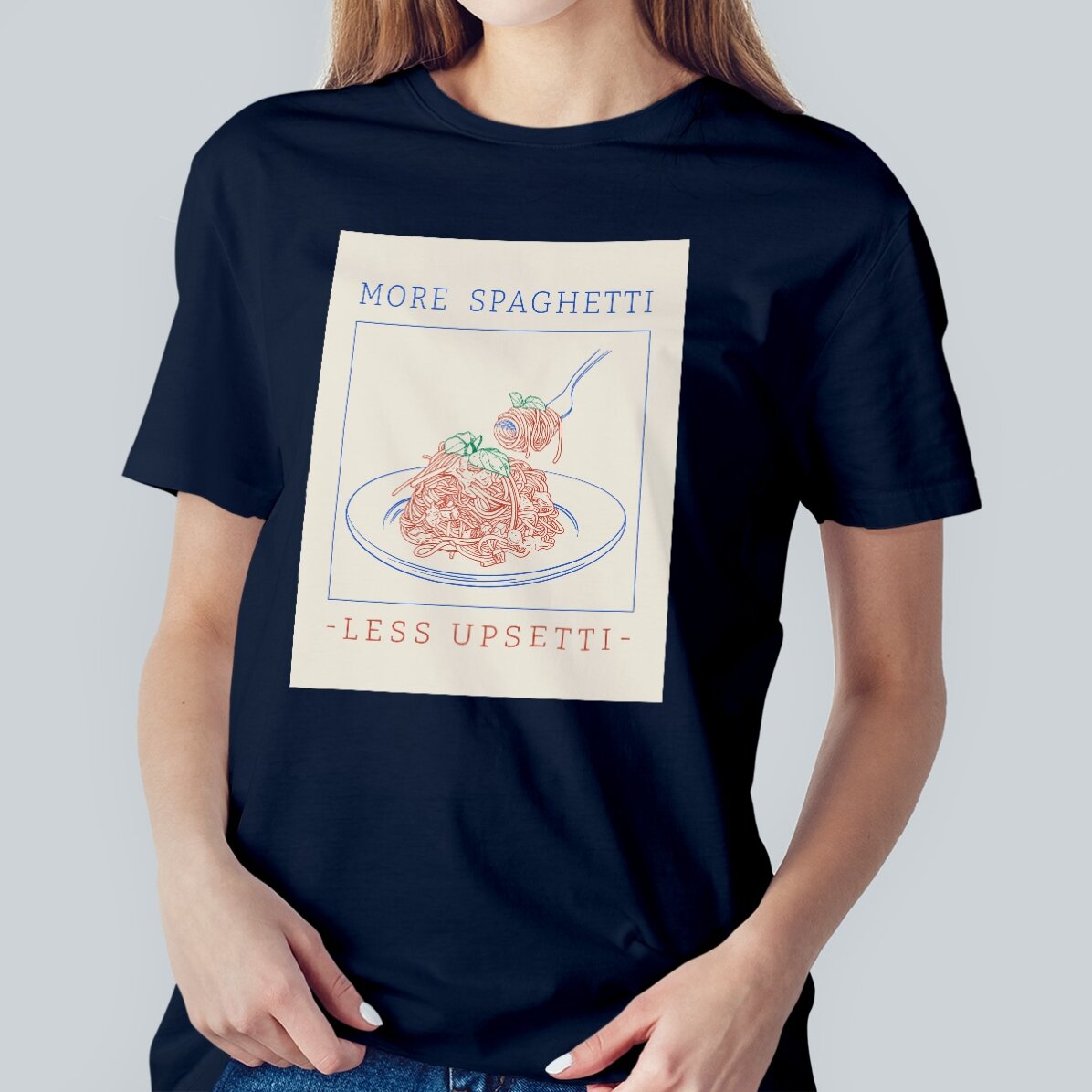 Camiseta de algodón personalizada con texto - Spaghetti