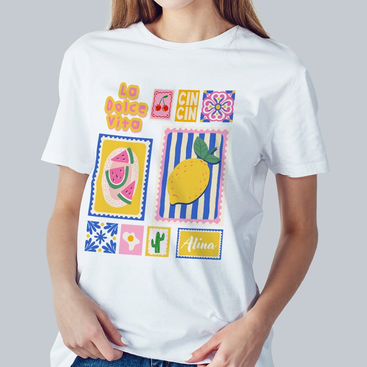 Camiseta de algodón personalizada con nombre - Summer