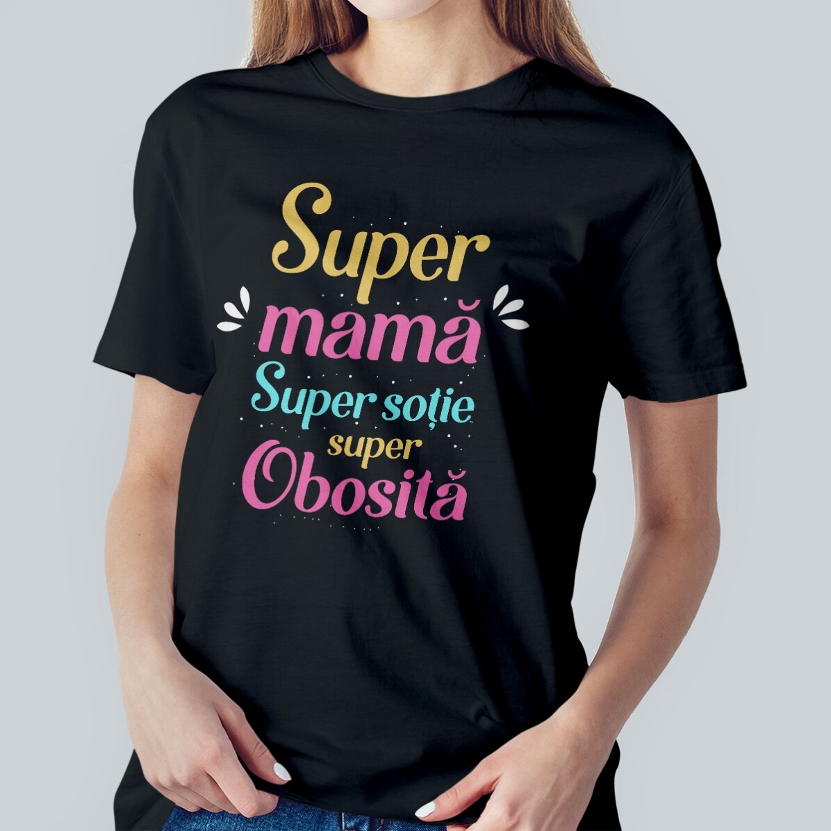 Camiseta de algodón personalizada con texto: «Supermamá»