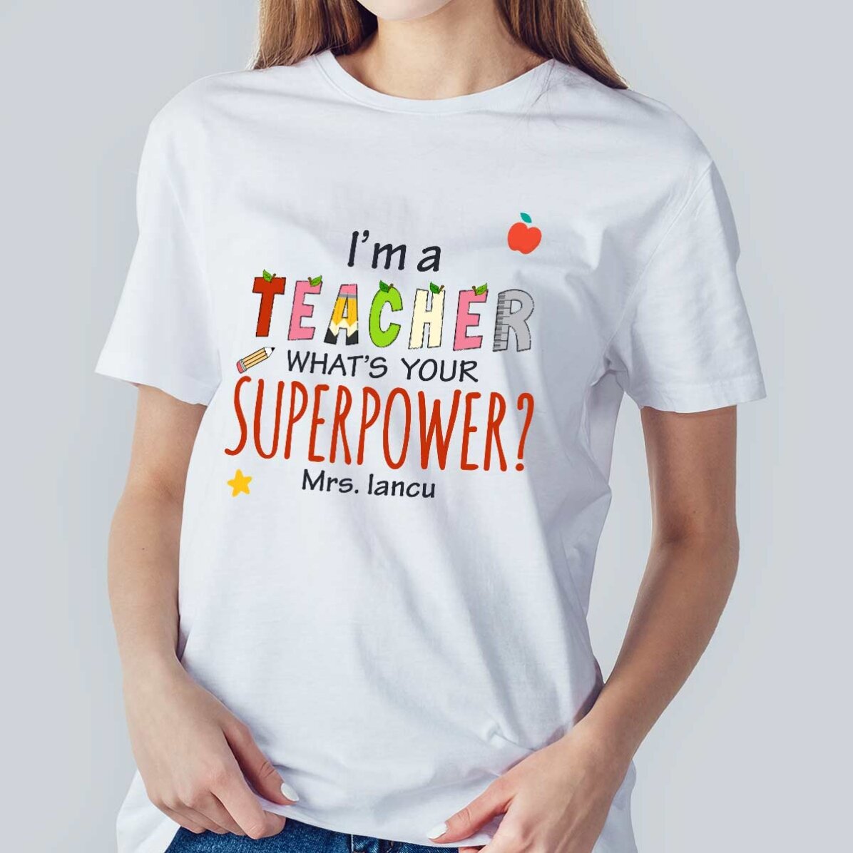 Camiseta de algodón personalizada con texto - Superpower