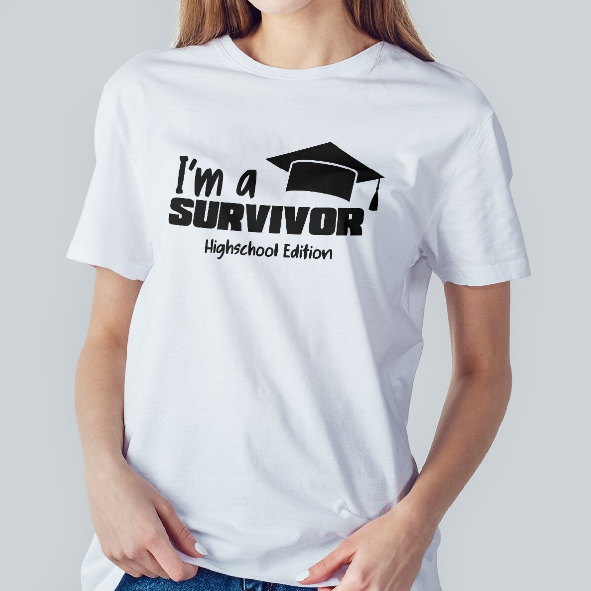 Camiseta de algodón personalizada con texto: «Survivor»