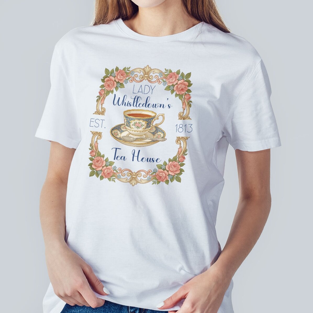 Camiseta de algodón personalizada con texto - Tea House