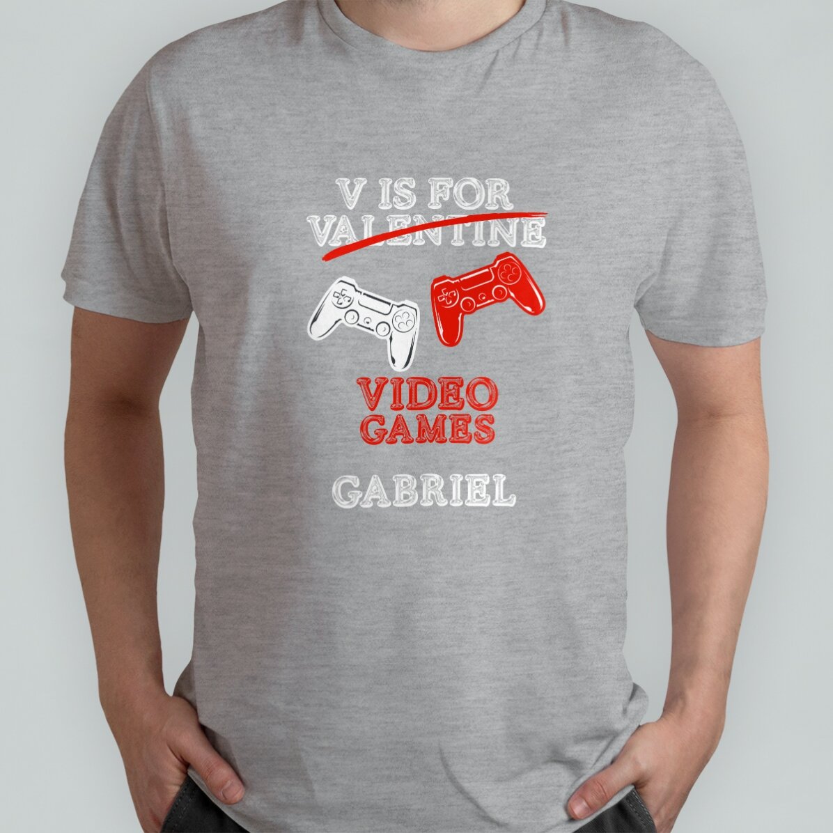 Camiseta de algodón personalizada con texto: «V is for Video Games»